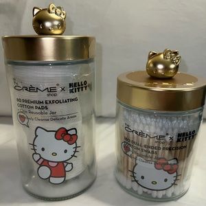 Hello Kitty swabs and cotton rounds in glass containers